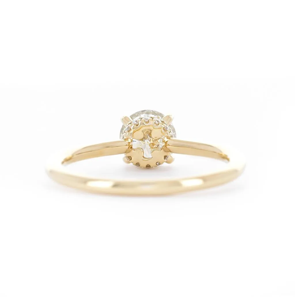 0.54ctw Round Diamond Solitaire Engagement Ring, Diamond Collar - 14K Yellow Gold