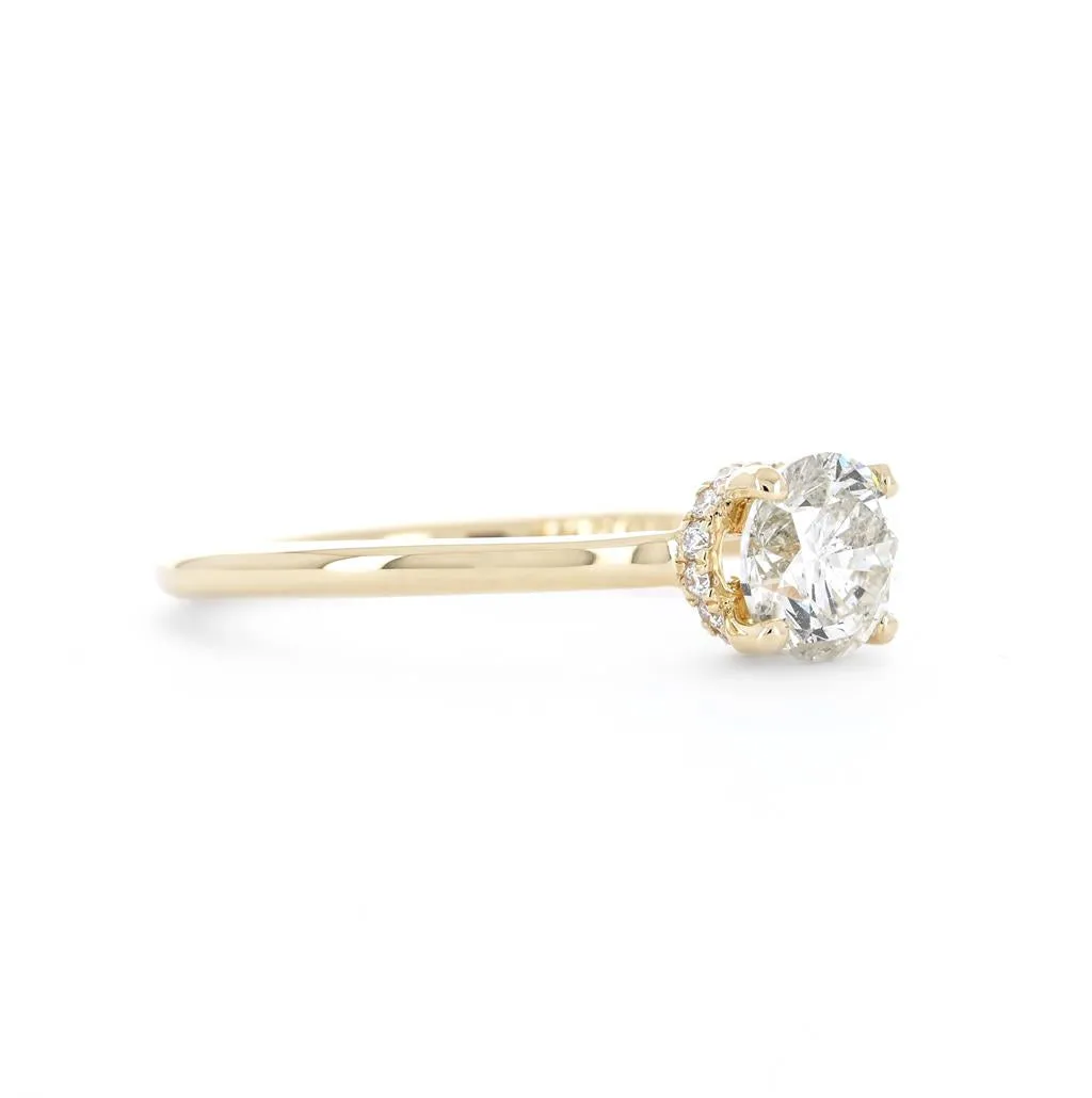 0.54ctw Round Diamond Solitaire Engagement Ring, Diamond Collar - 14K Yellow Gold