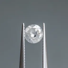 0.99CT ROUND BRILLIANT SALT AND PEPPER DIAMOND, WHITE CLOUDY WITH SPECKLE INCLUSIONS, 6.03X3.98MM