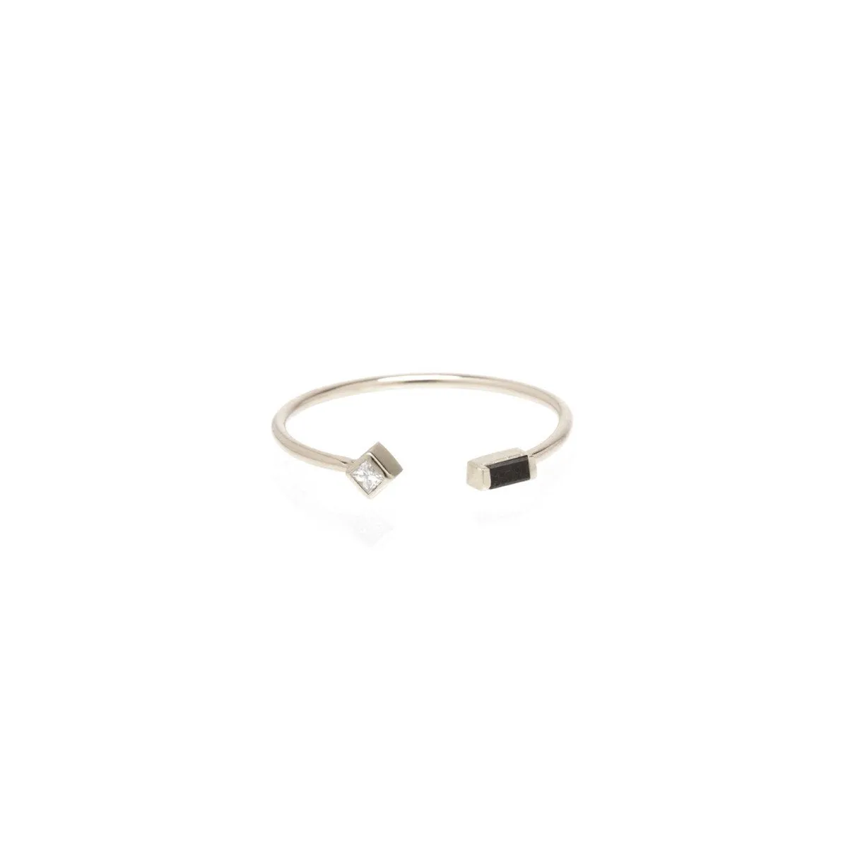 14k Black Baguette & Princess Diamond Open Ring