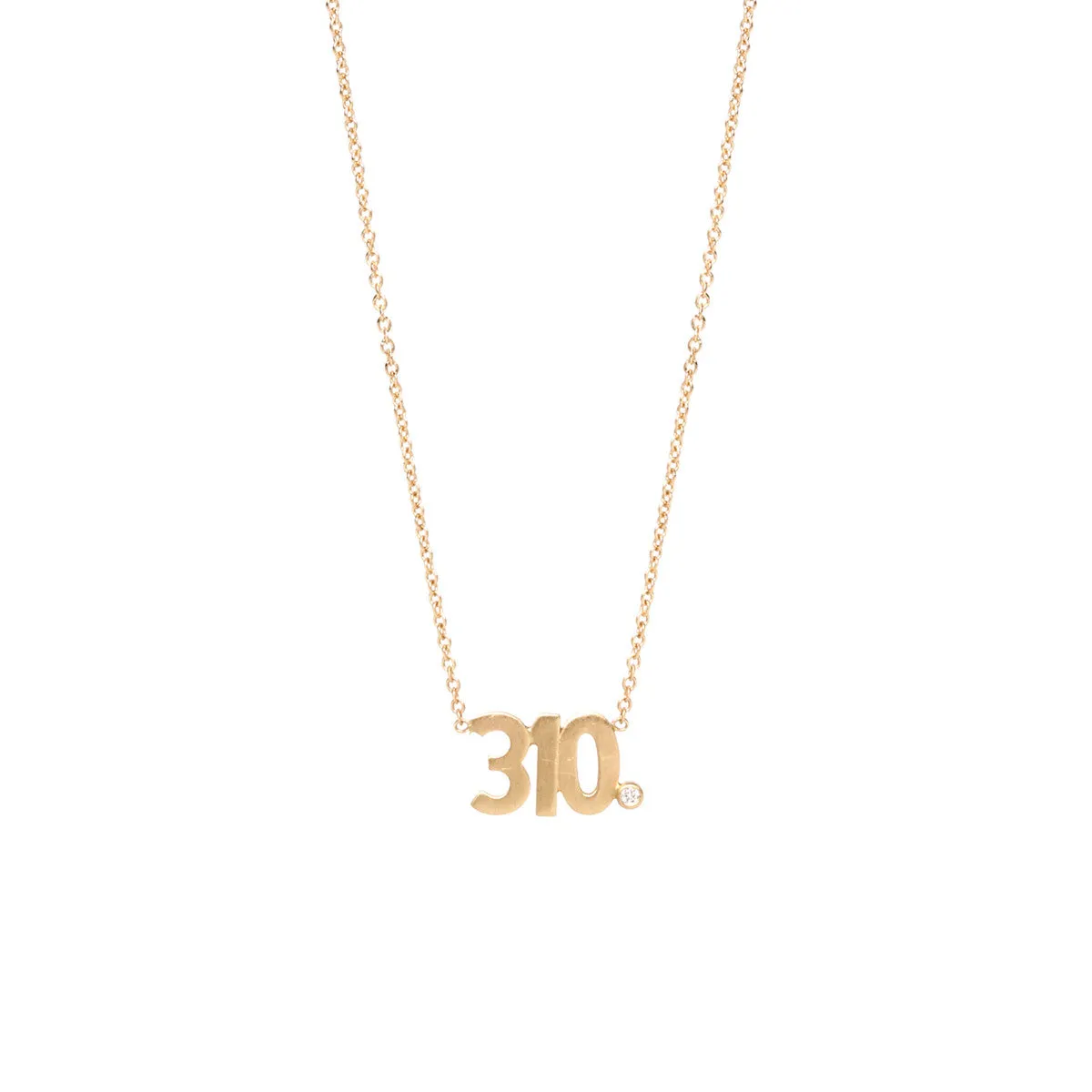 14k Triple Number with Diamond Bezel Necklace