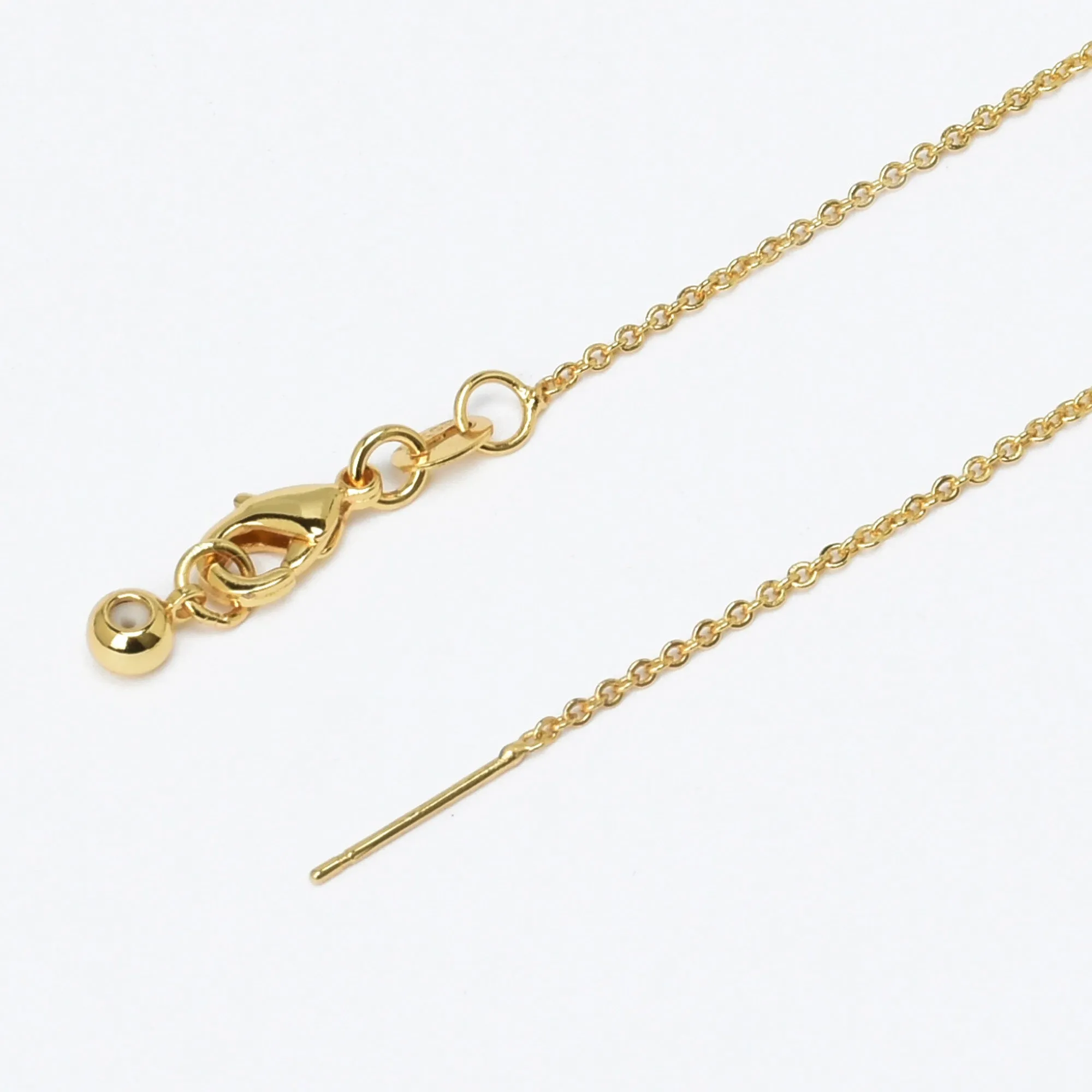 18 Length Brass Chain Necklace 1.2*1.6mm Cross O Chain with Rubber Stopper Bead Women Jewelry Accessories 1pcs 102942