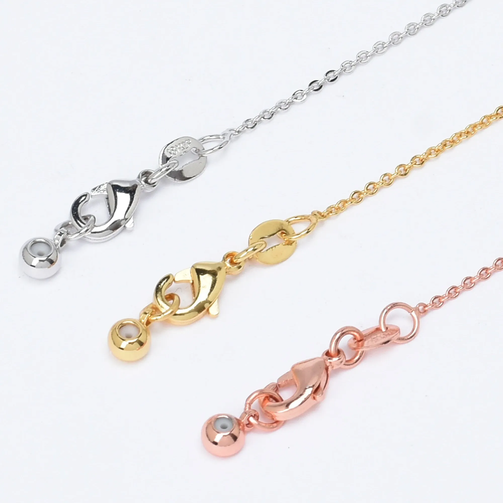 18 Length Brass Chain Necklace 1.2*1.6mm Cross O Chain with Rubber Stopper Bead Women Jewelry Accessories 1pcs 102942