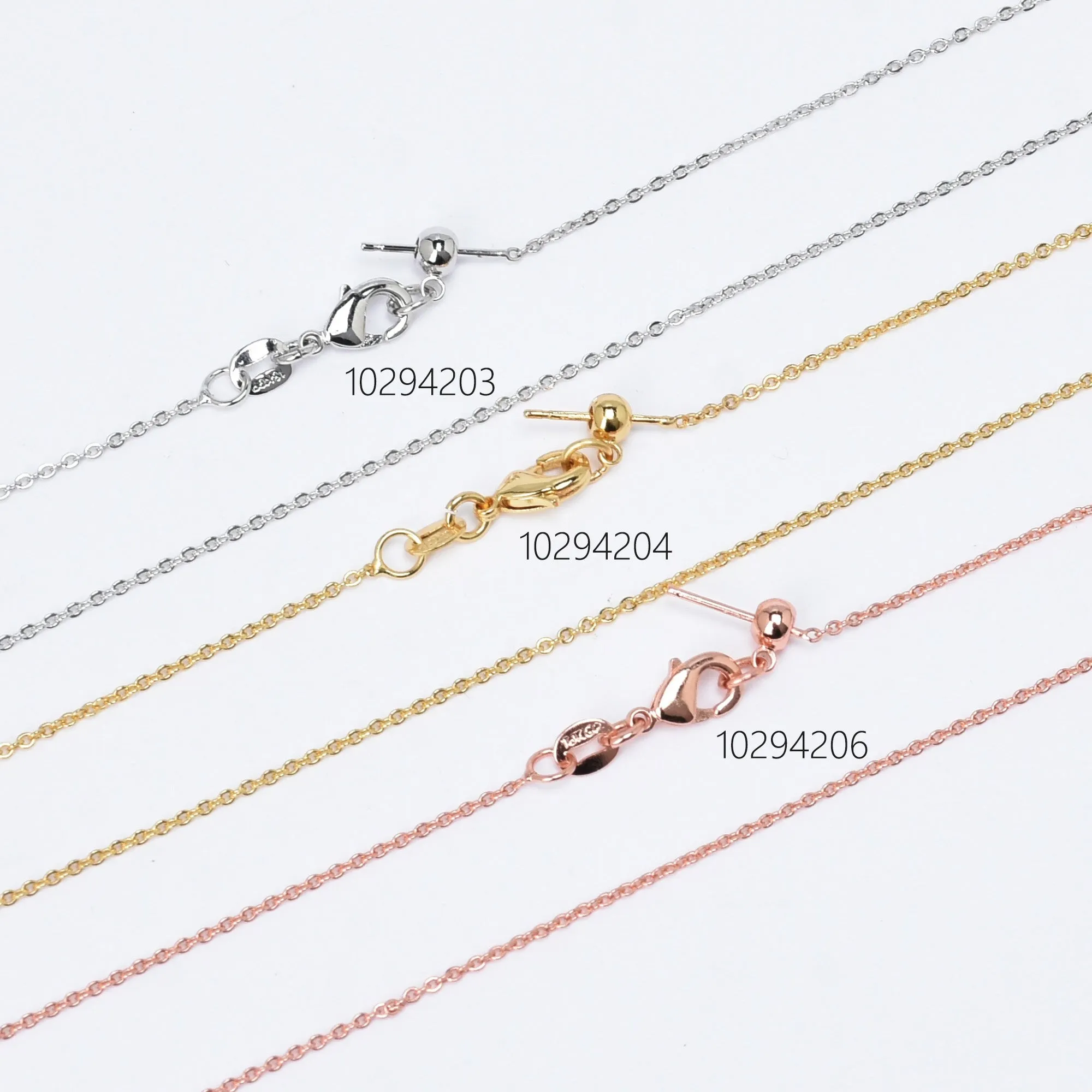 18 Length Brass Chain Necklace 1.2*1.6mm Cross O Chain with Rubber Stopper Bead Women Jewelry Accessories 1pcs 102942