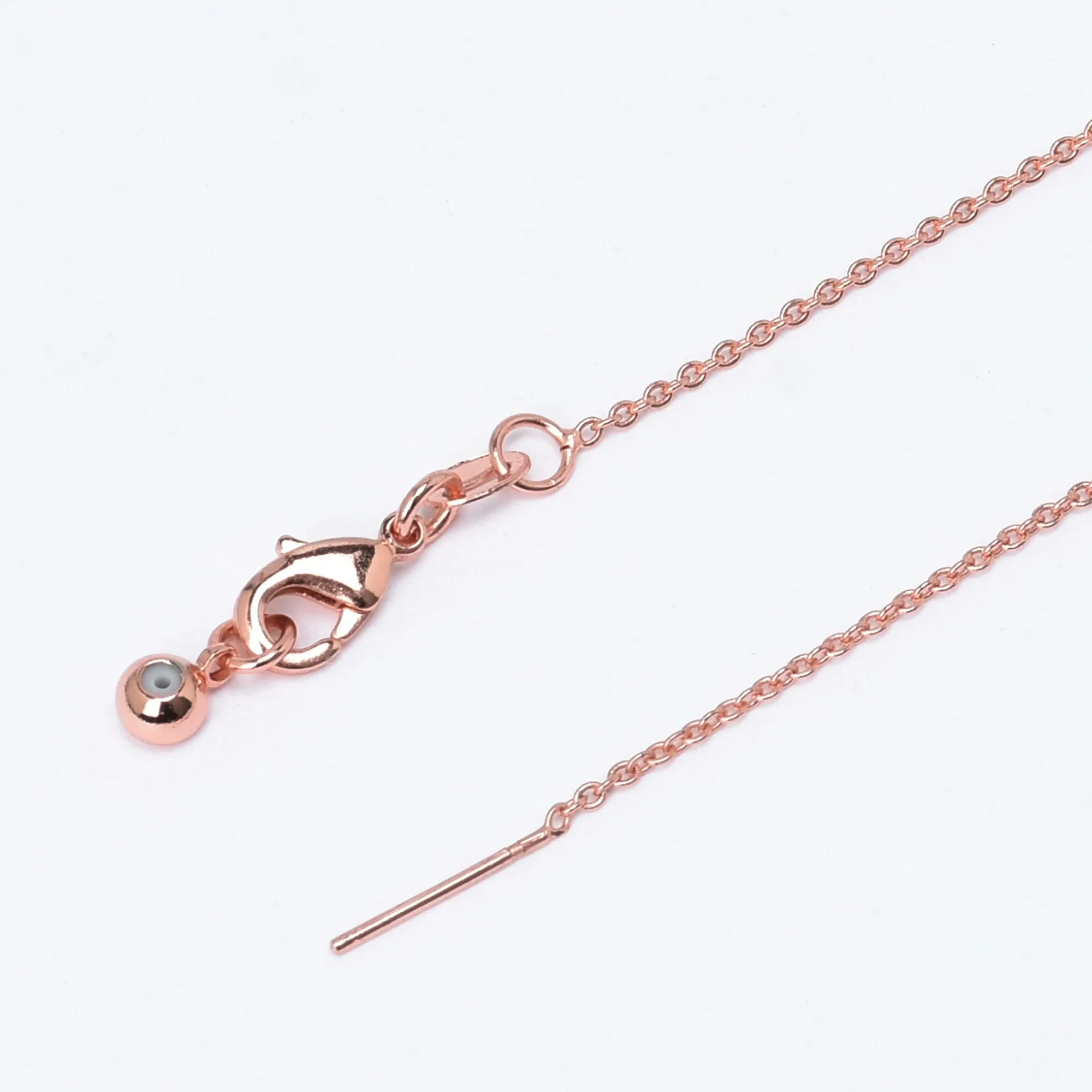 18 Length Brass Chain Necklace 1.2*1.6mm Cross O Chain with Rubber Stopper Bead Women Jewelry Accessories 1pcs 102942