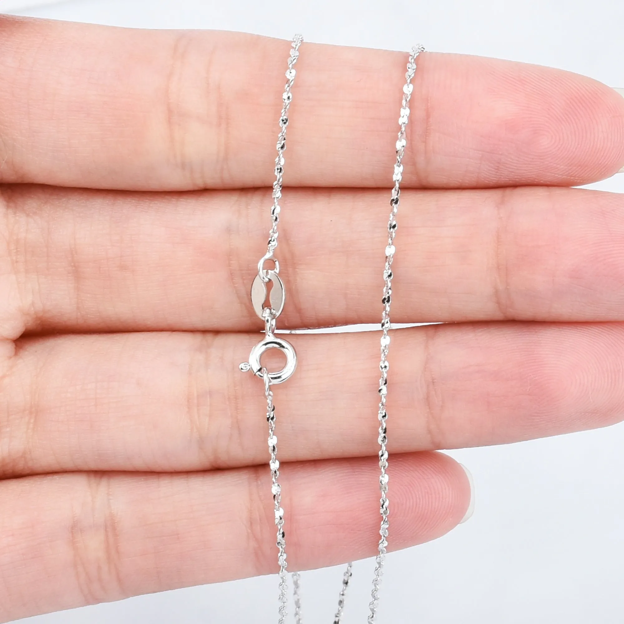 18 Sterling Silver Necklace Chain 925 Silver Chain Necklace Thin Chain Finished Chain Necklace Silver Jewelry 1pcs 102937