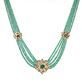 18k Gold Rose cut Diamond and Emerald Farheen Necklace