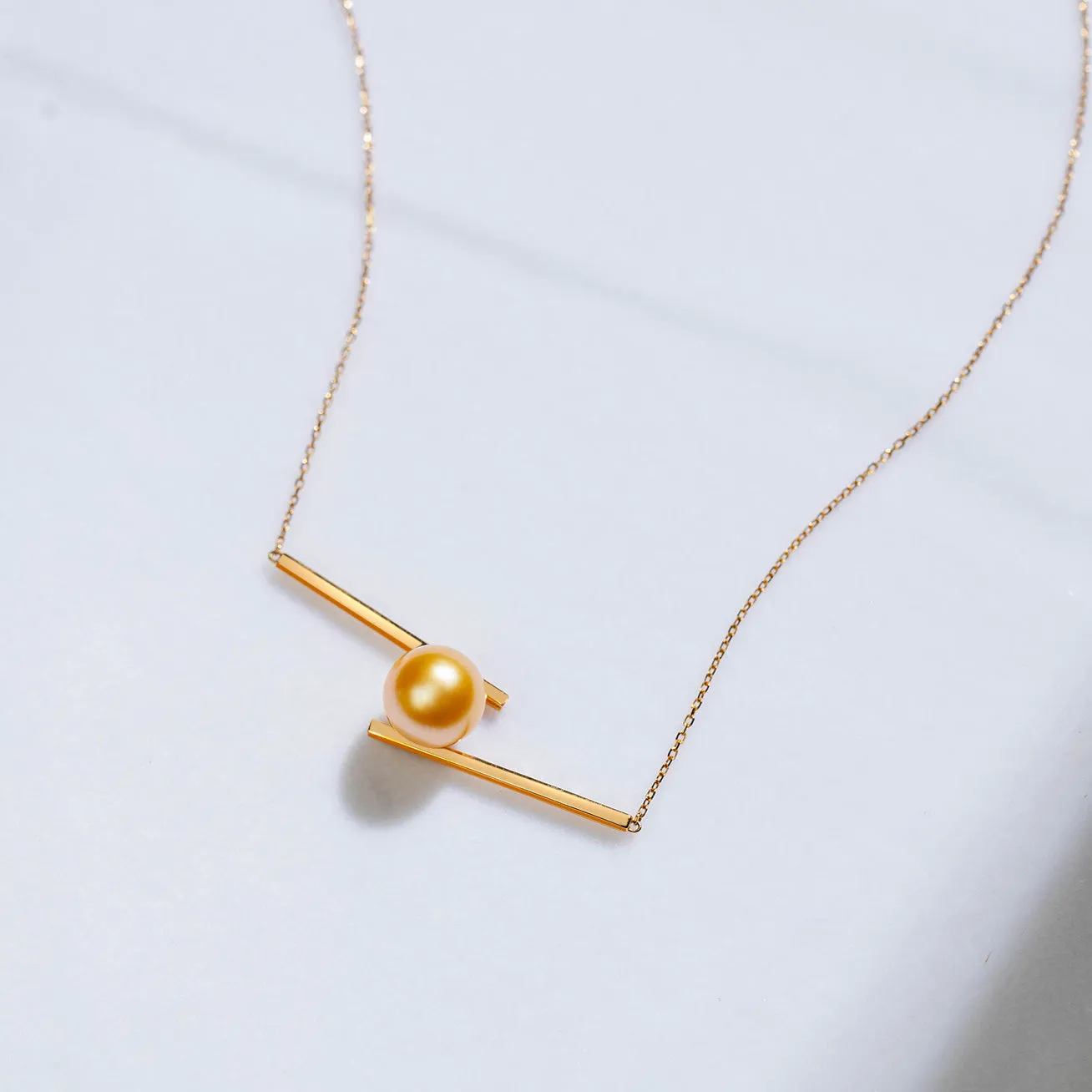 18K Solid Gold  Golden South Sea Pearl Necklace KN00028