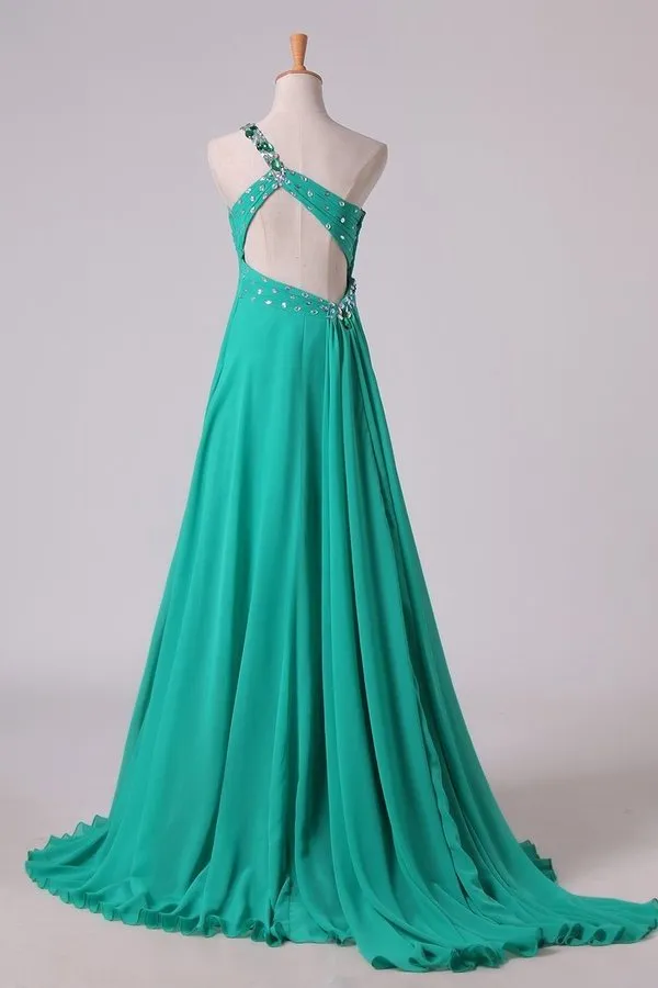 2024 Prom Dresses One Shoulder With Beading/Sequins A Line Chiffon P3JFNJ1H