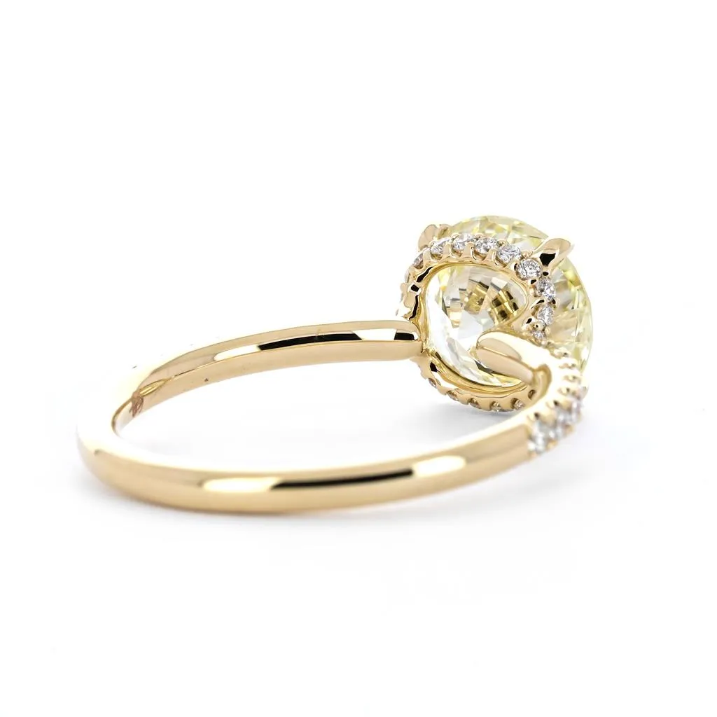 2.48ctw Round Diamond Engagement Ring, Split Collar, Pavê Band - 14K Yellow Gold