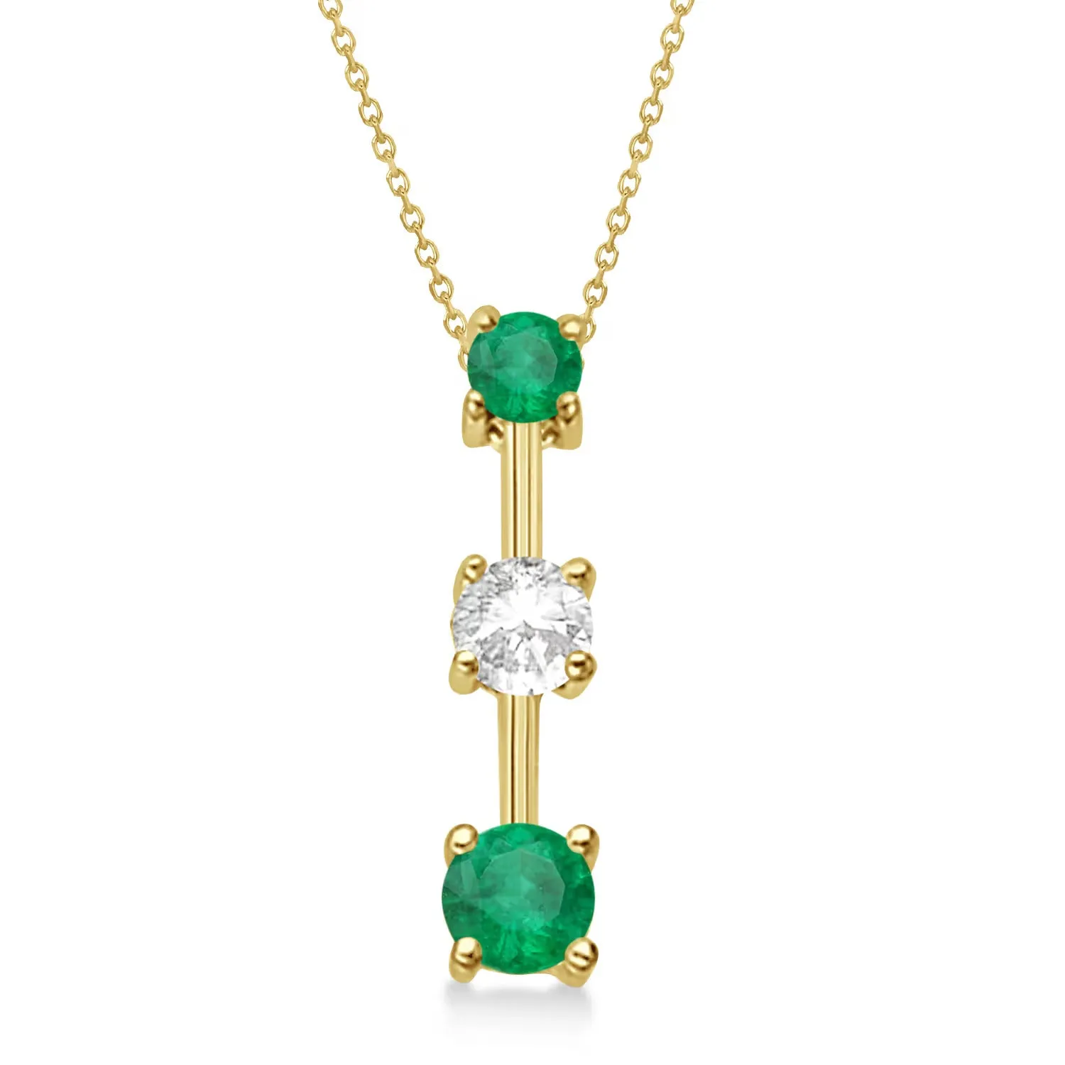 3 stone Emerald & Diamond Pendant