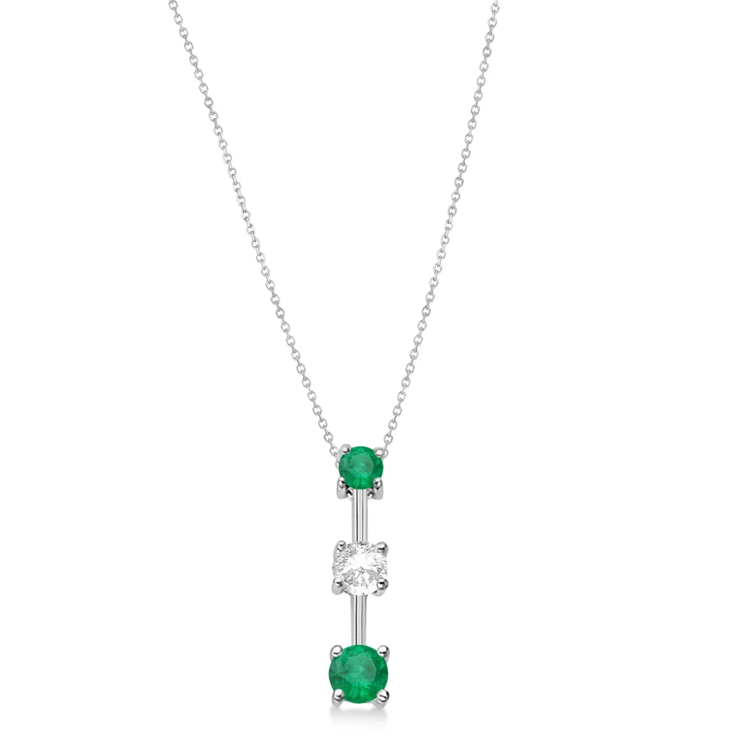 3 stone Emerald & Diamond Pendant