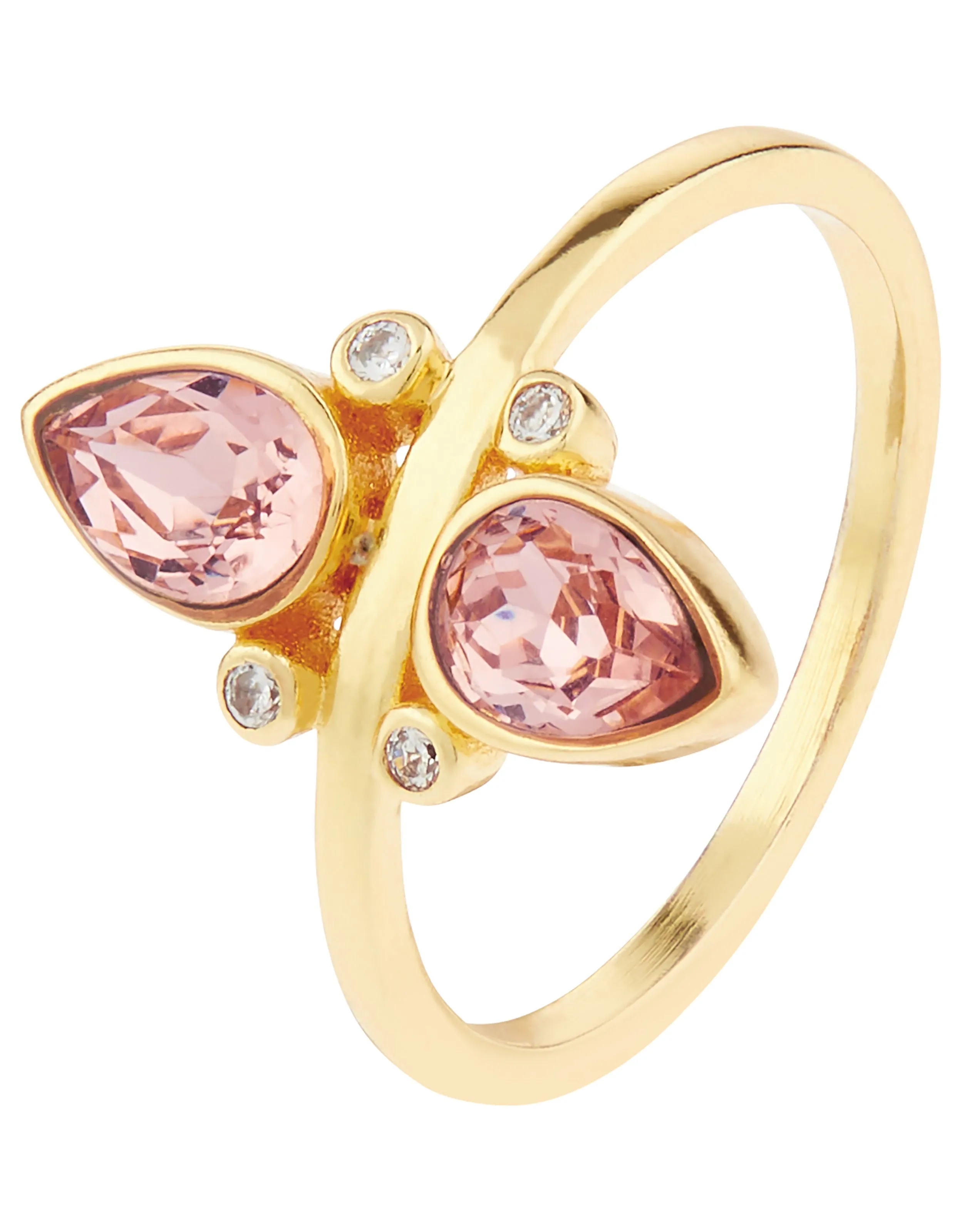 Accessorize London Women's Sparkle Vintage Rose Ring With Swarovski Crystals Pink-Large