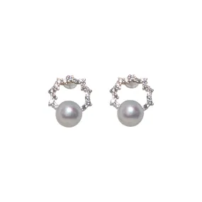 Akoya Seawater Pearl & Crystal Studs