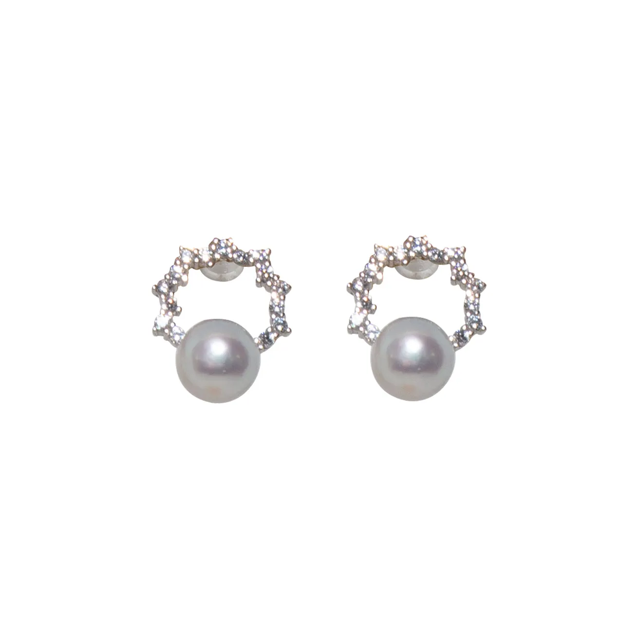 Akoya Seawater Pearl & Crystal Studs