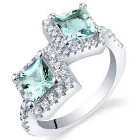 Aquamarine Princess Cut Sterling Silver Ring Size 5