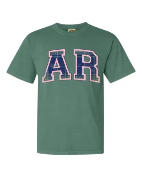 AR Plaid Arch (Pink Outline) Green Tee