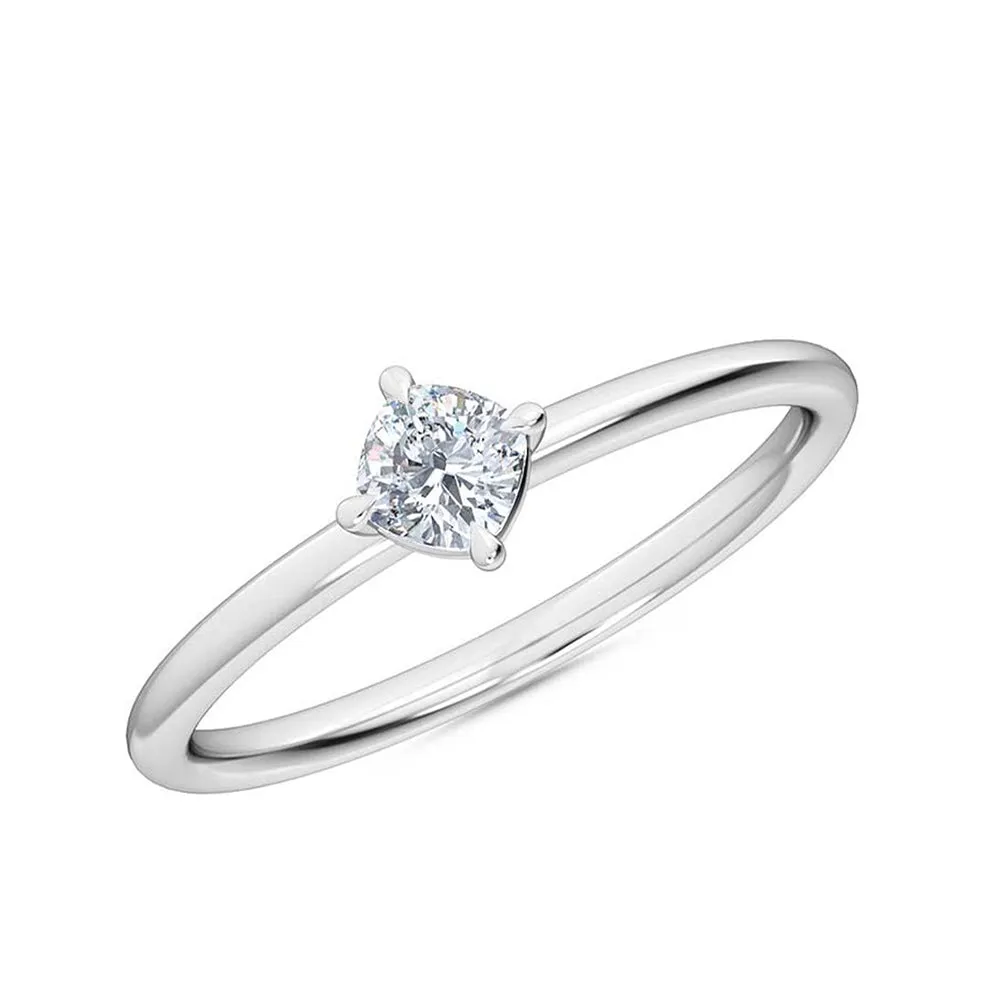 AUTRE - 14K White Gold 0.25ct Lab Grown Cushion Diamond Solitaire Ring