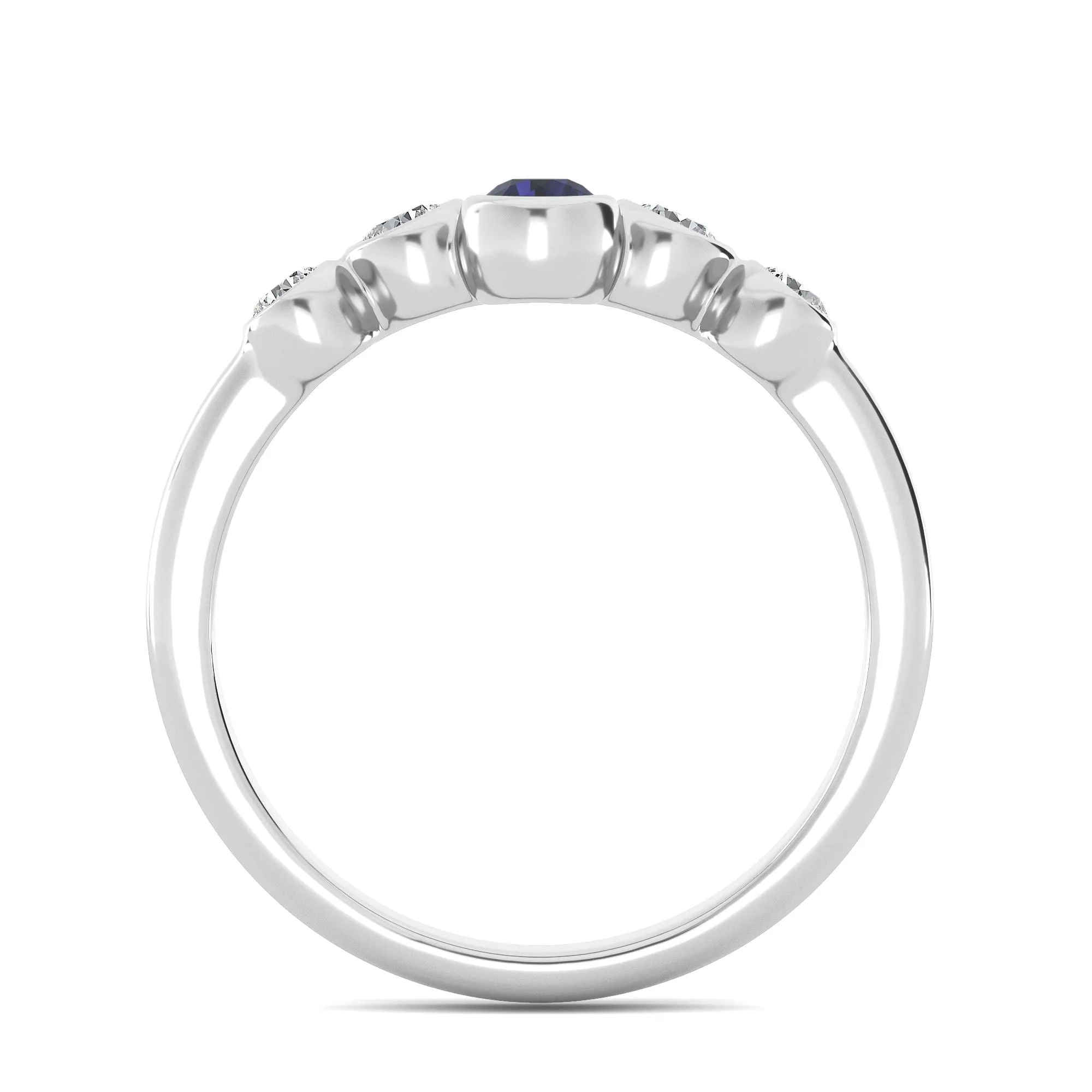 AUTRE -  14k White Gold 0.35ct Lab Grown Diamond and Sapphire Ring