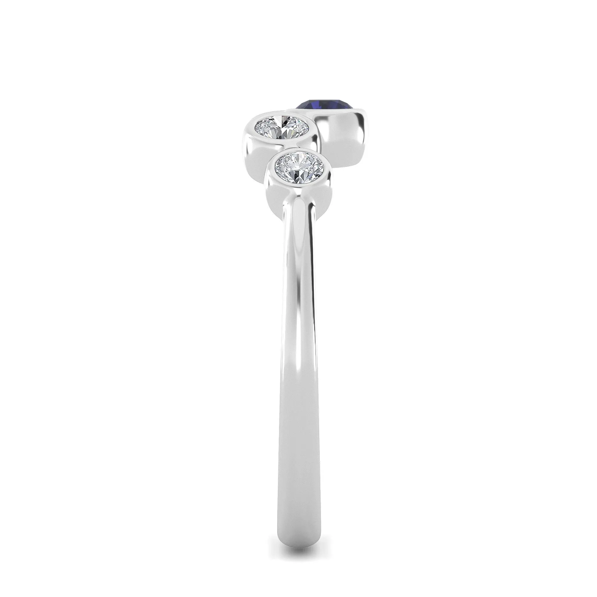 AUTRE -  14k White Gold 0.35ct Lab Grown Diamond and Sapphire Ring