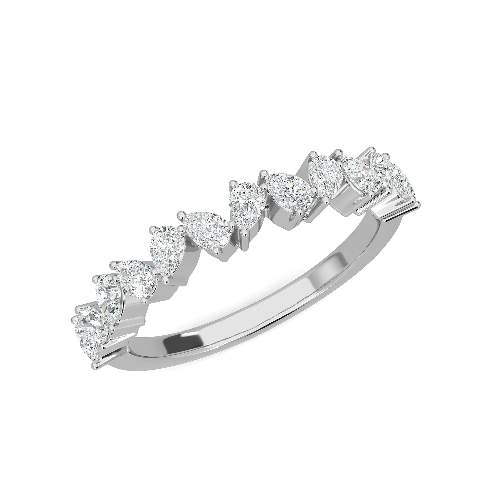 AUTRE - 14k White Gold 0.65ct Ladies Lab Grown Diamond Pear Shapes Band