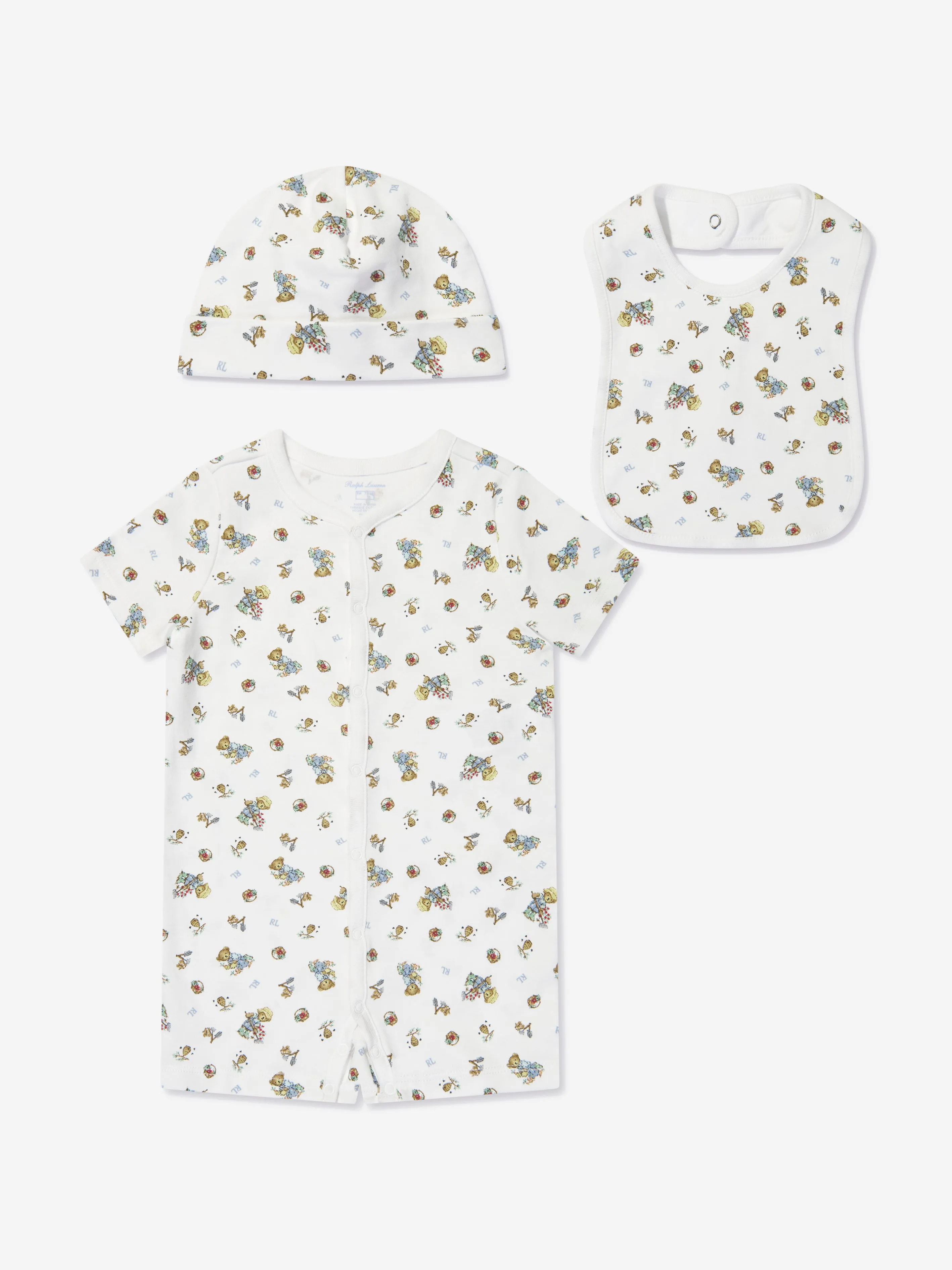 Baby Boys Bear Print Gift Set in Ivory