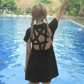 Back Side Pentagram Cut Out Dress