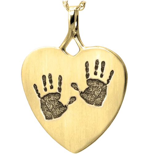 B&B Two Footprints/Handprints Heart Pendant