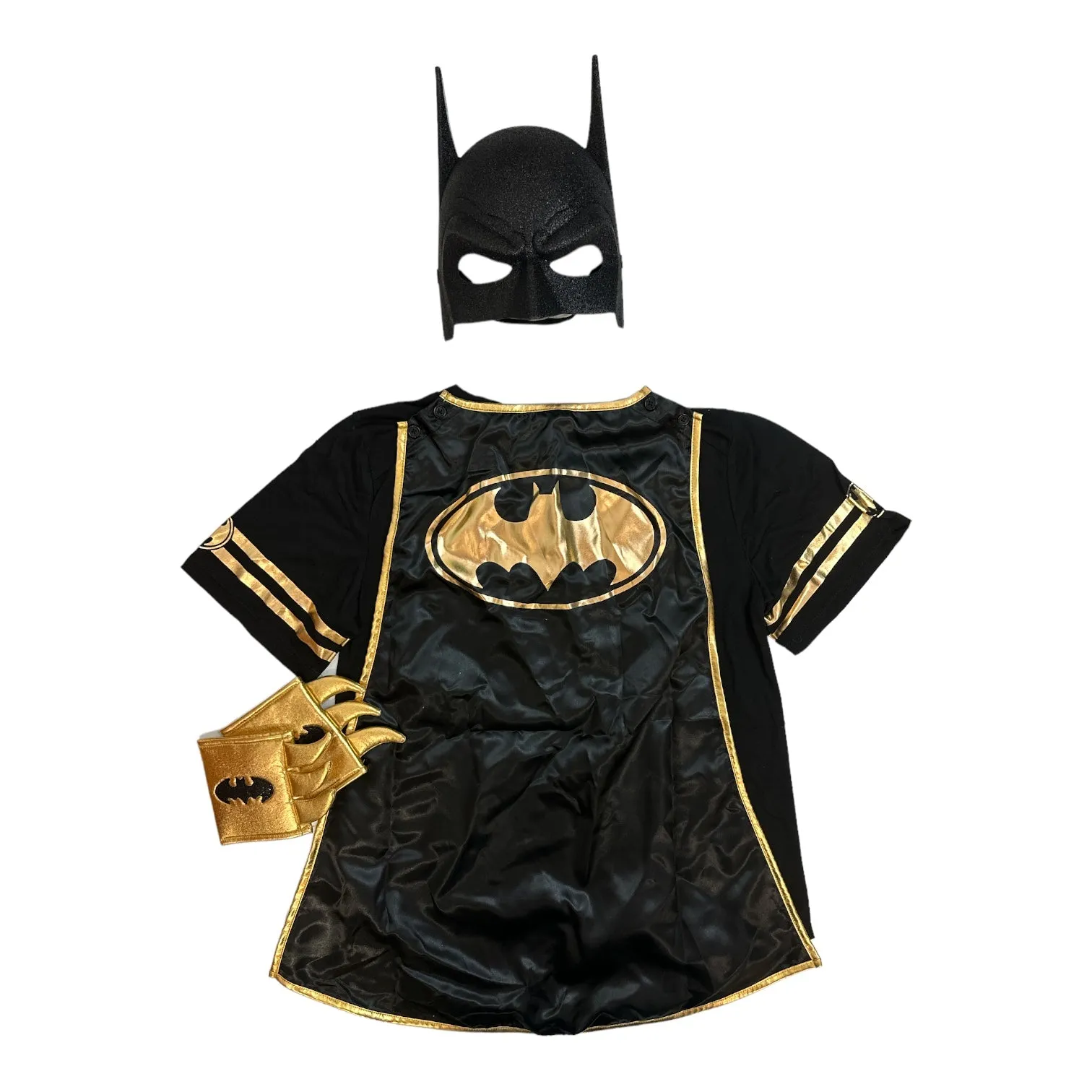 Batman Women's T-Shirt, Cape, Mask & Wrist Cuffs Costume Set