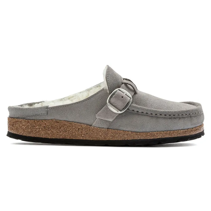 Birkenstock Women's Buckley Shearling Suede Leather (Stone Coin - Narrow Fit)