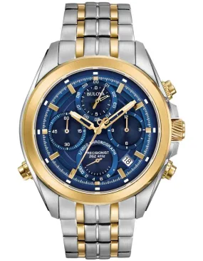 Bulova Mens Precisionist - Two-Tone - Bracelet - Blue Dial - 100m - Date