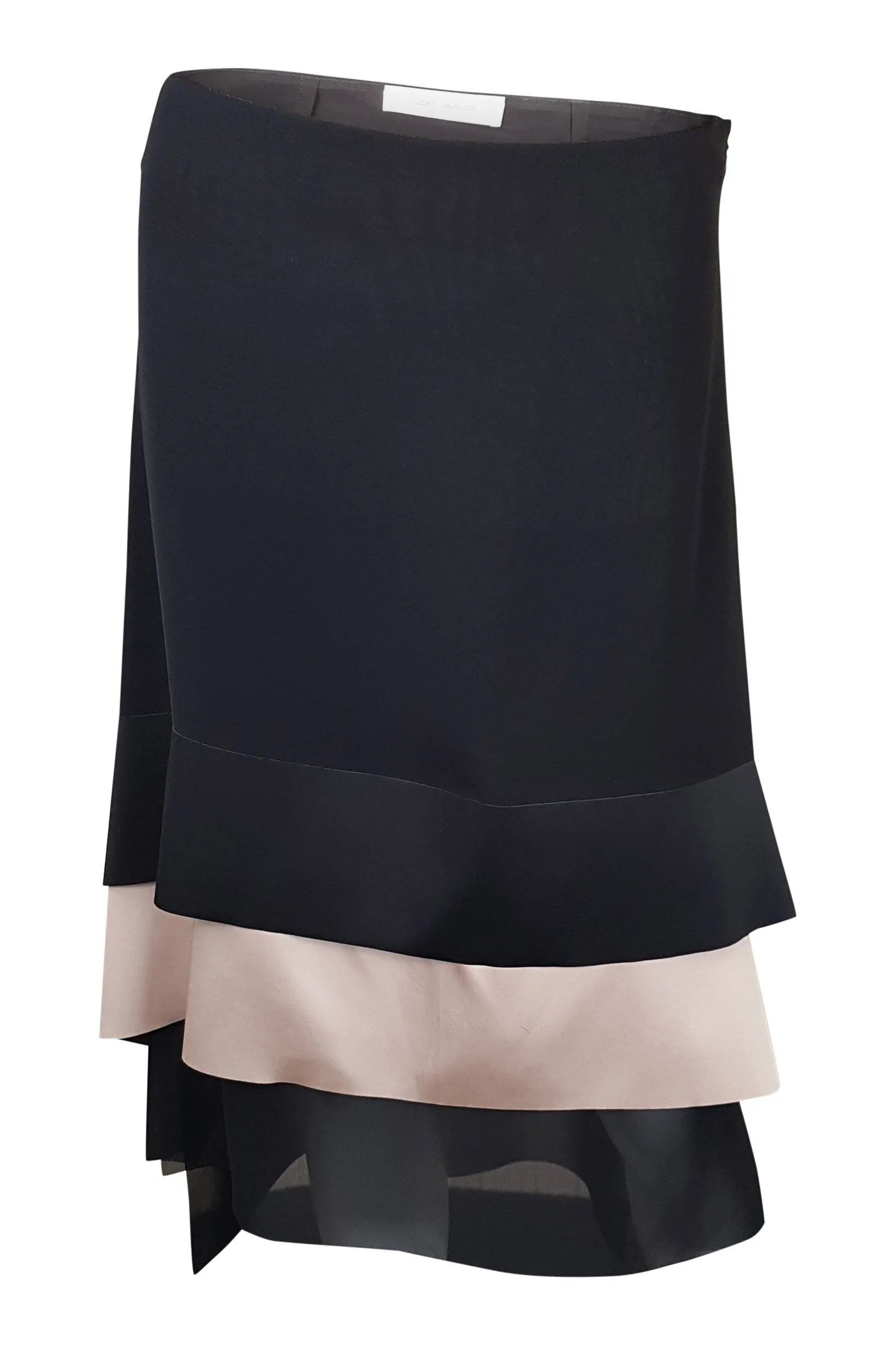 CEDRIC CHARLIER Black Pink Chiffon Layered Skirt (UK 8)