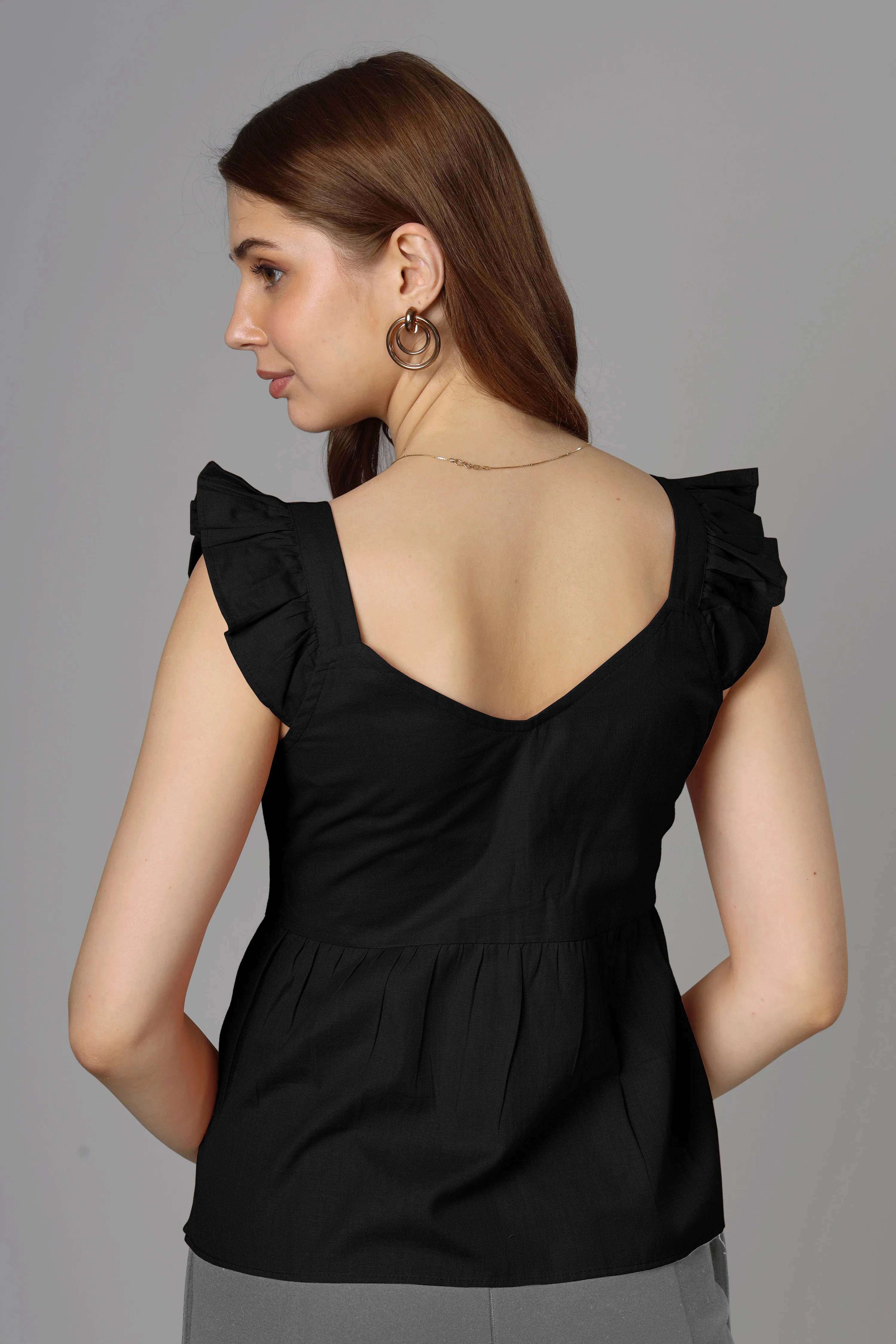 Classic Black Cotton Top For Women