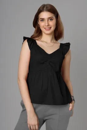 Classic Black Cotton Top For Women