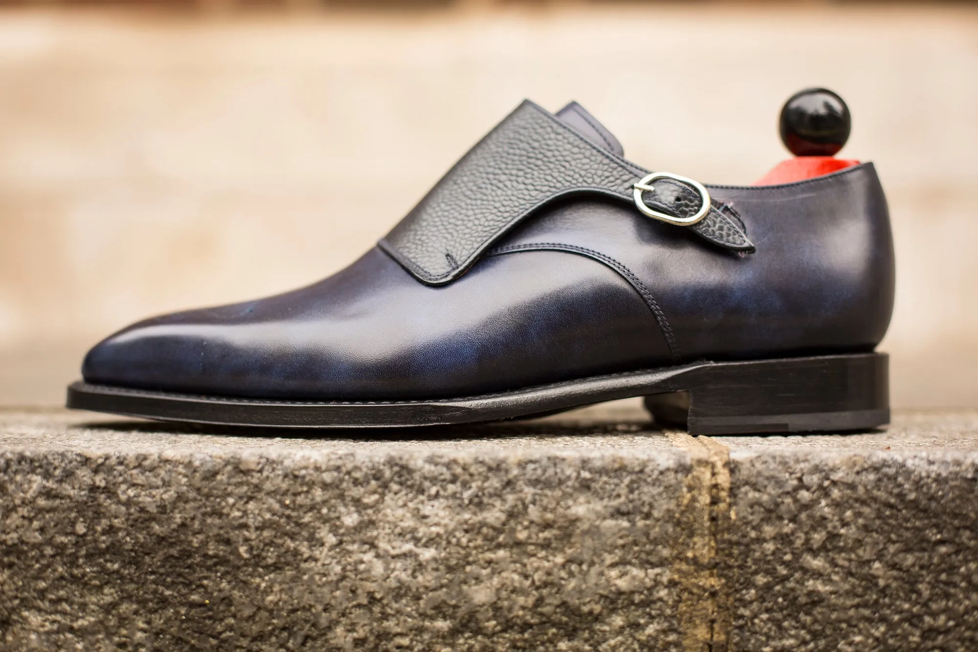 Corliss - MTO - Navy Museum Calf / Navy Scotch Grain - Heart Medallion - LPB Last - Single Leather Sole