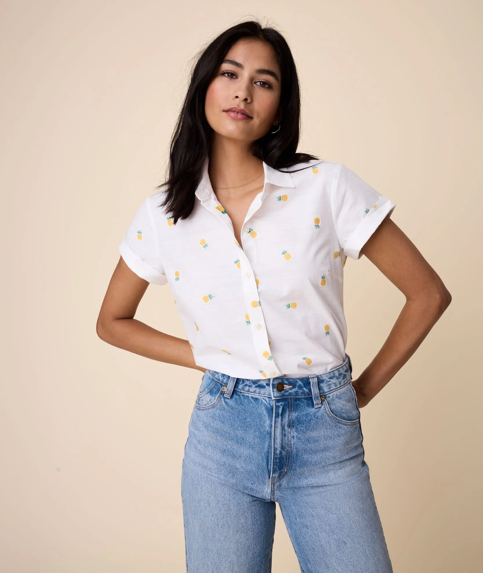 Cotton Short-Sleeve Penny Shirt