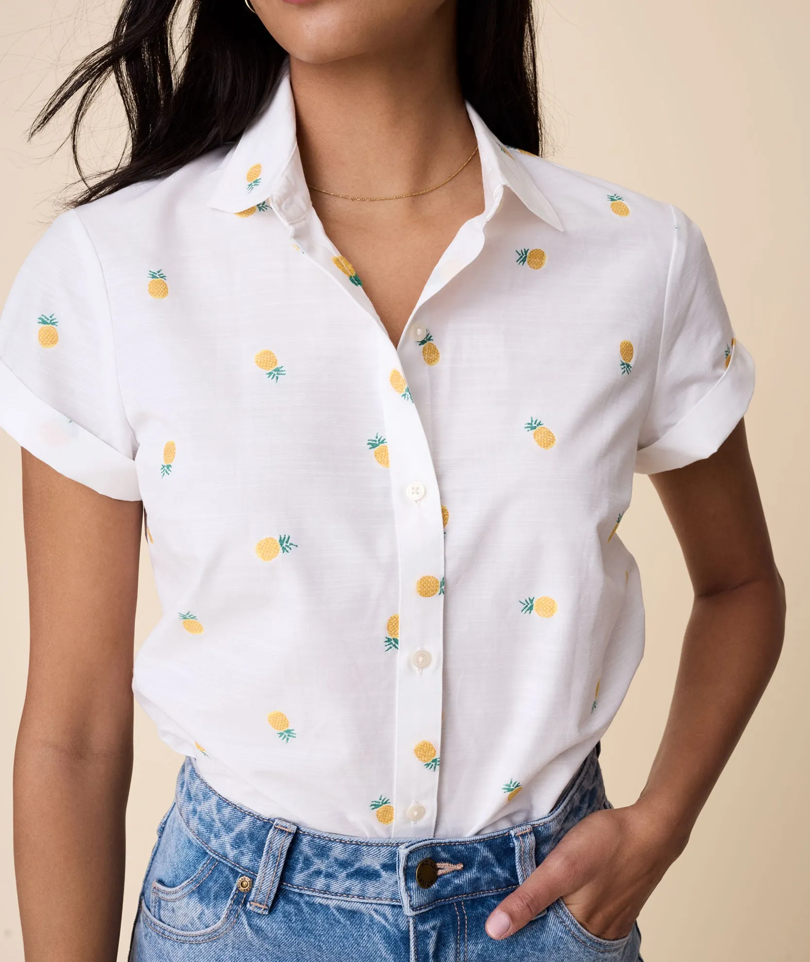 Cotton Short-Sleeve Penny Shirt