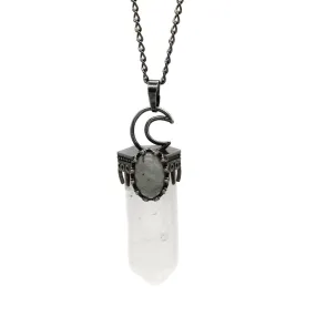 Crescent Moon Clear Quartz Necklace