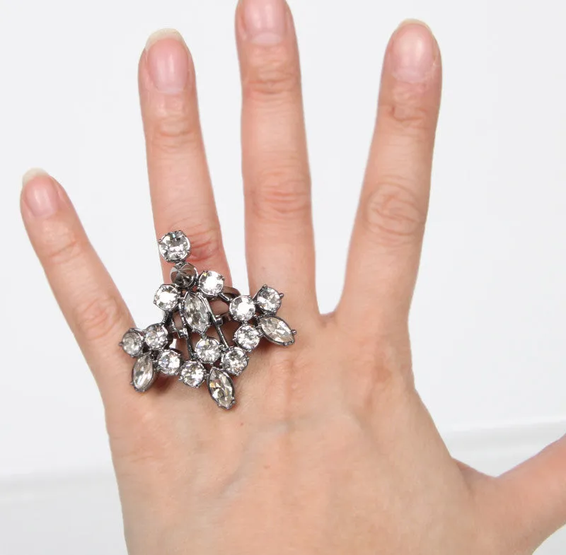 Crystal Chandelier Ring, Hematite