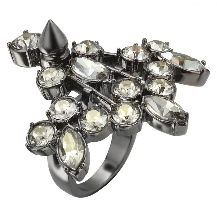 Crystal Chandelier Ring, Hematite