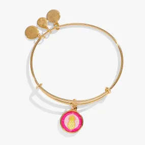 Crystal Pineapple Charm Bangle Bracelet