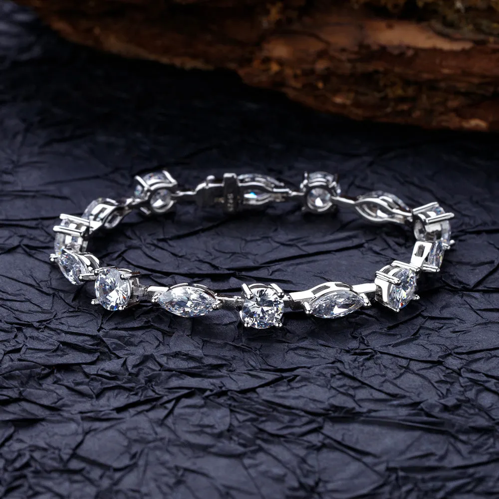 CZ Diamond Platinum Plated Tennis Bracelet