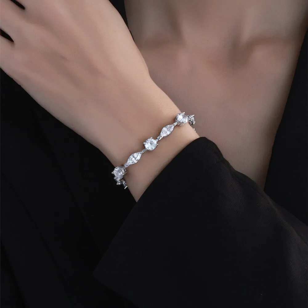 CZ Diamond Platinum Plated Tennis Bracelet