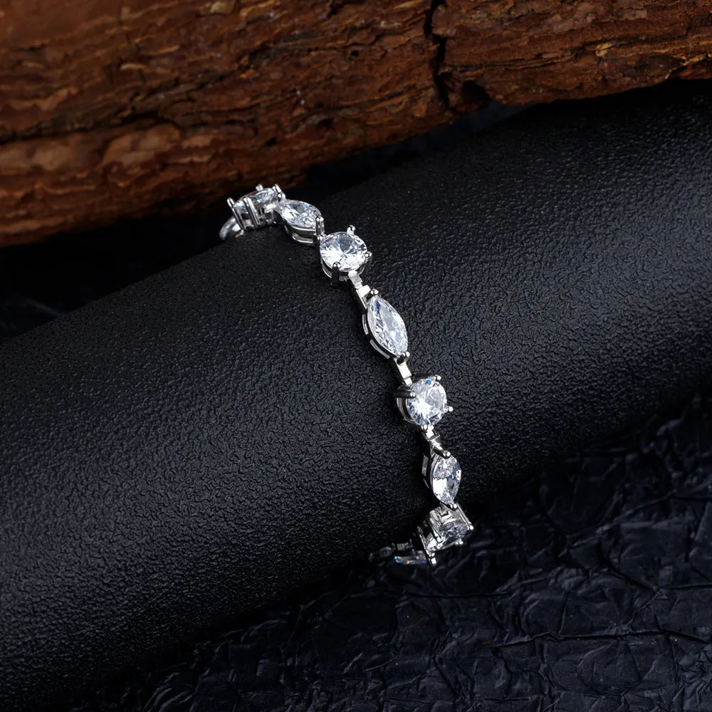 CZ Diamond Platinum Plated Tennis Bracelet