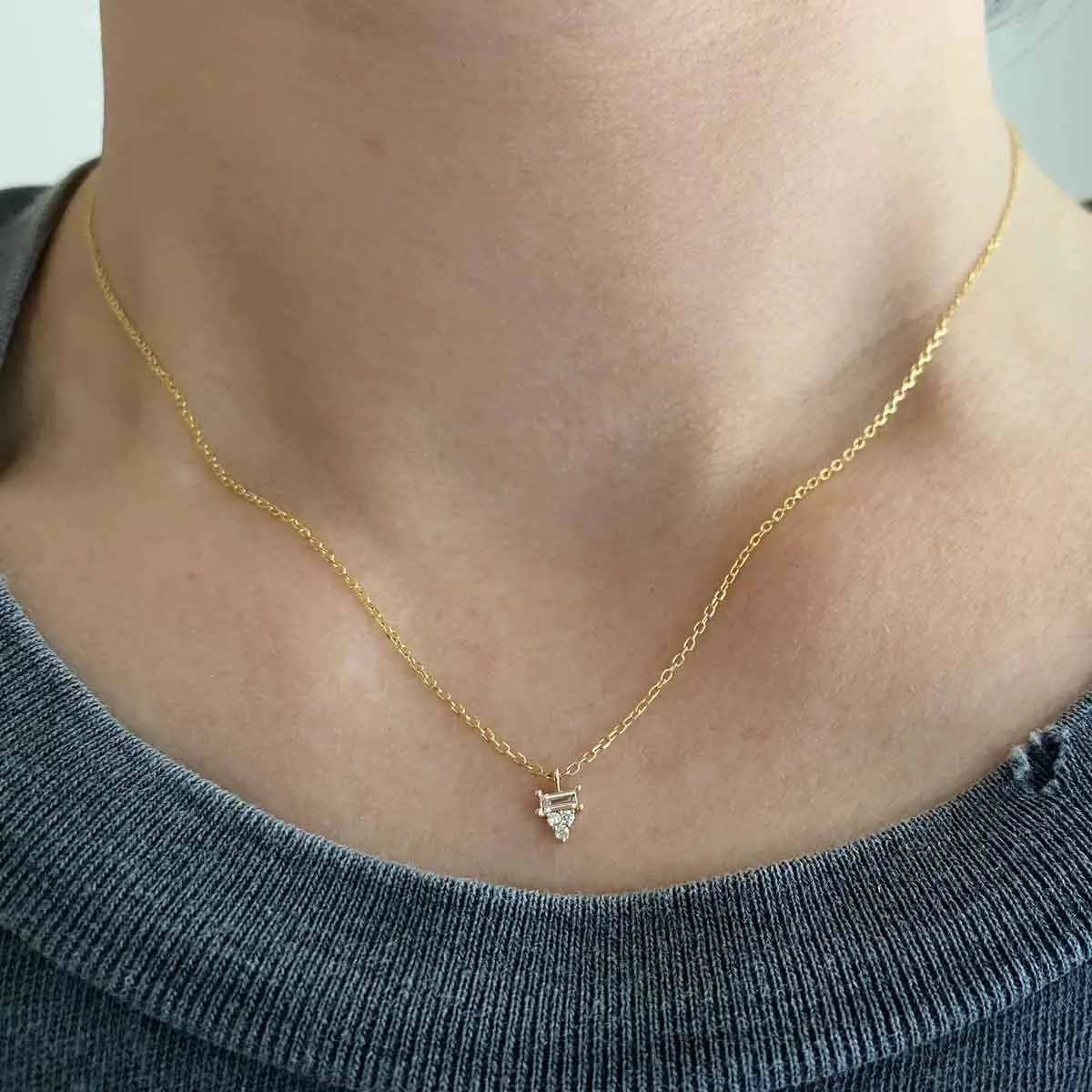 Diamond Baguette Cluster Necklace