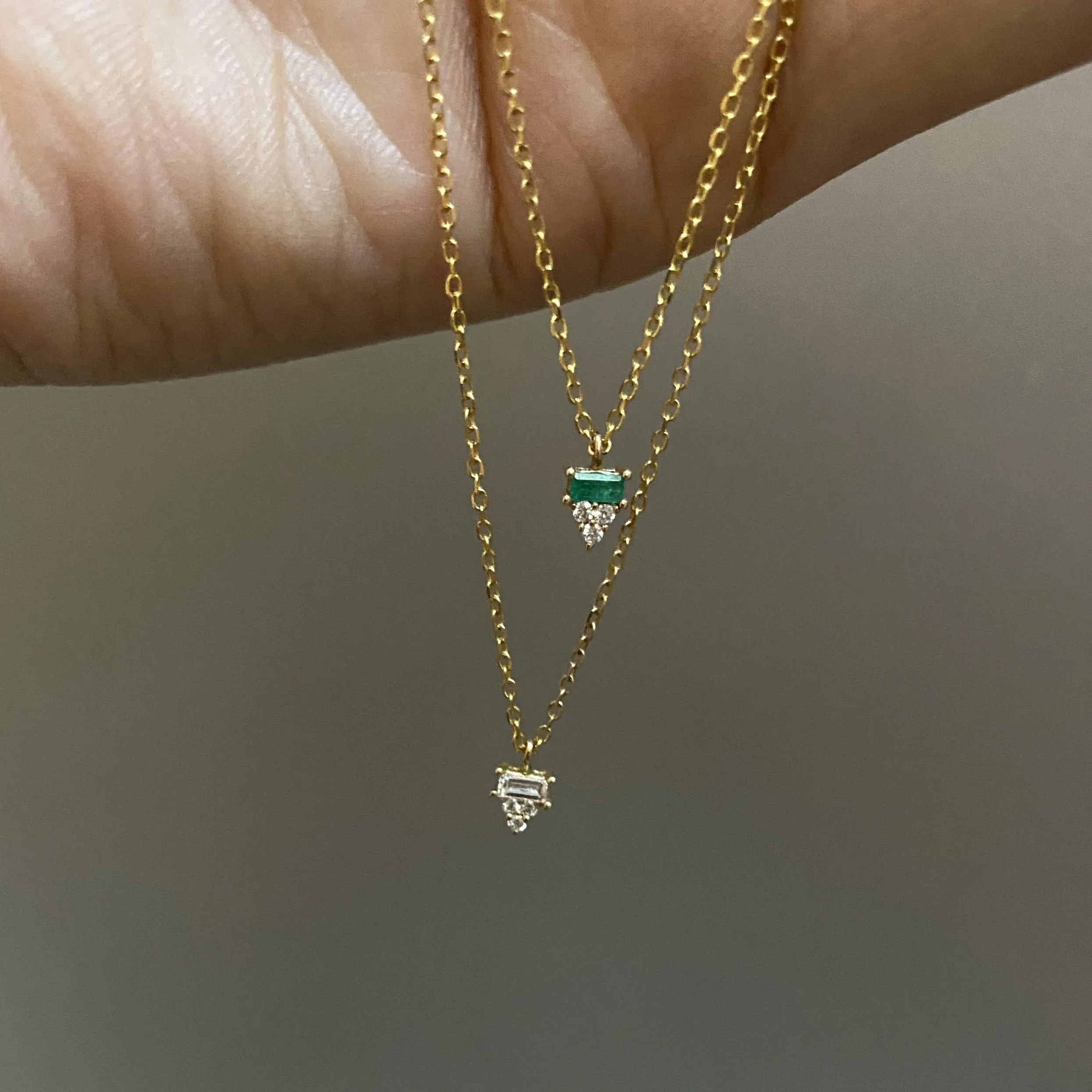 Diamond Baguette Cluster Necklace