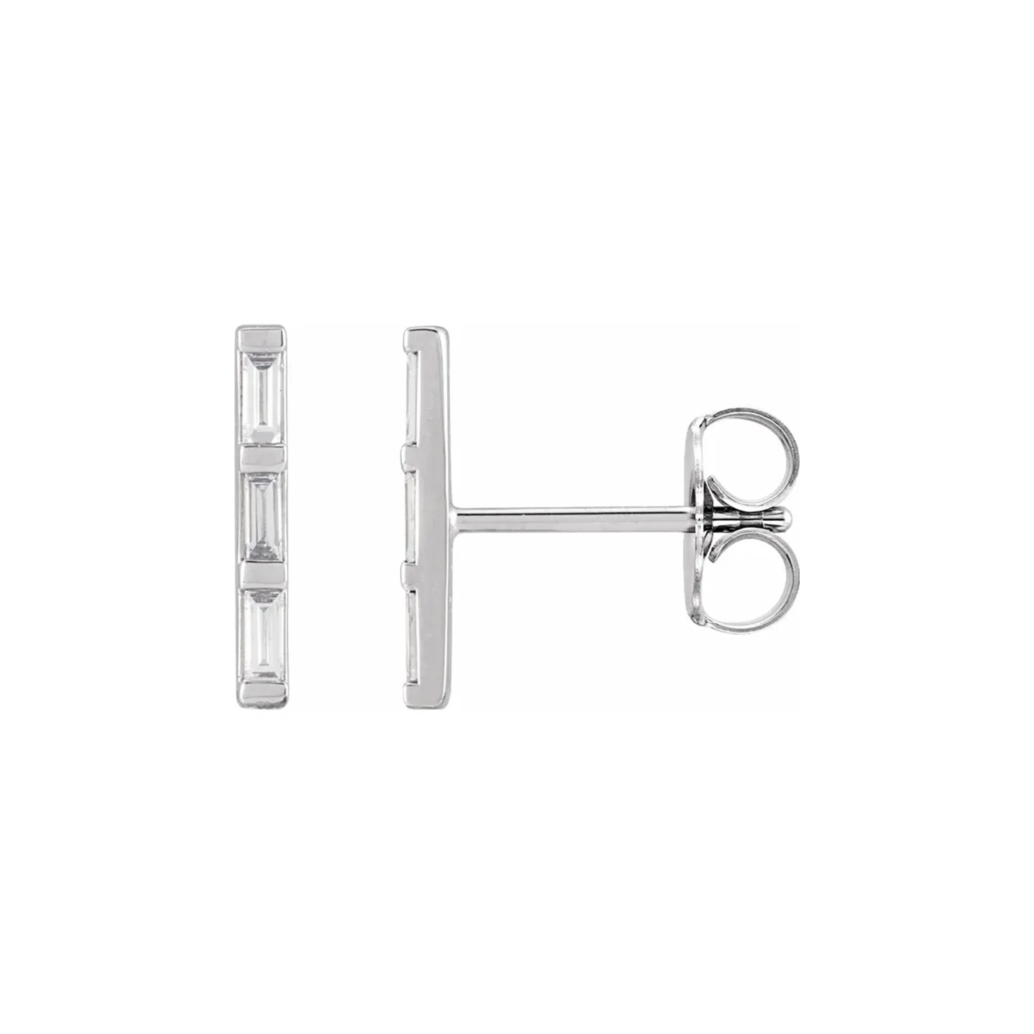 Diamond Bar Earrings 14K White Gold