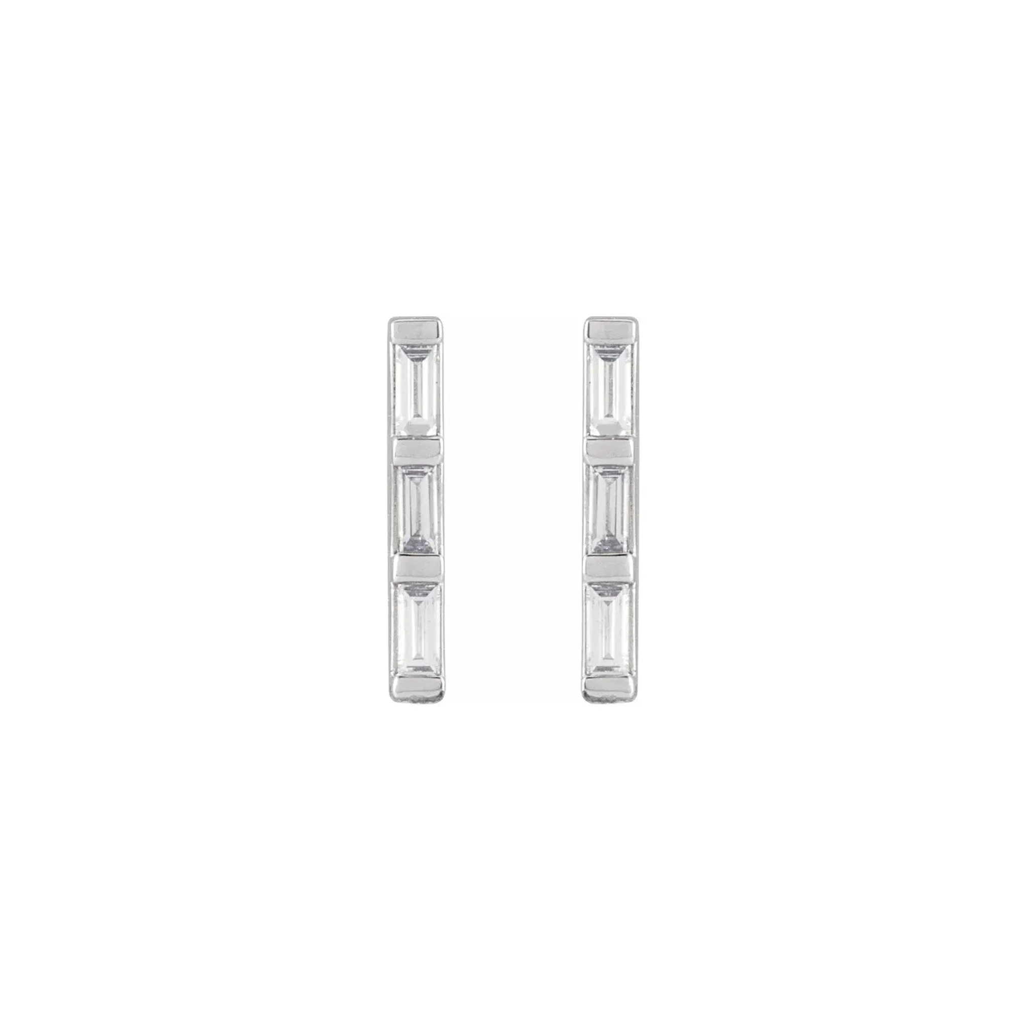 Diamond Bar Earrings 14K White Gold