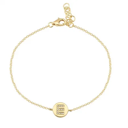 Diamond Initial Disc Bracelet