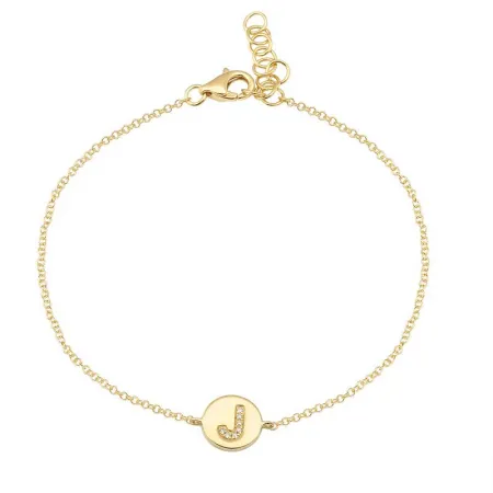 Diamond Initial Disc Bracelet